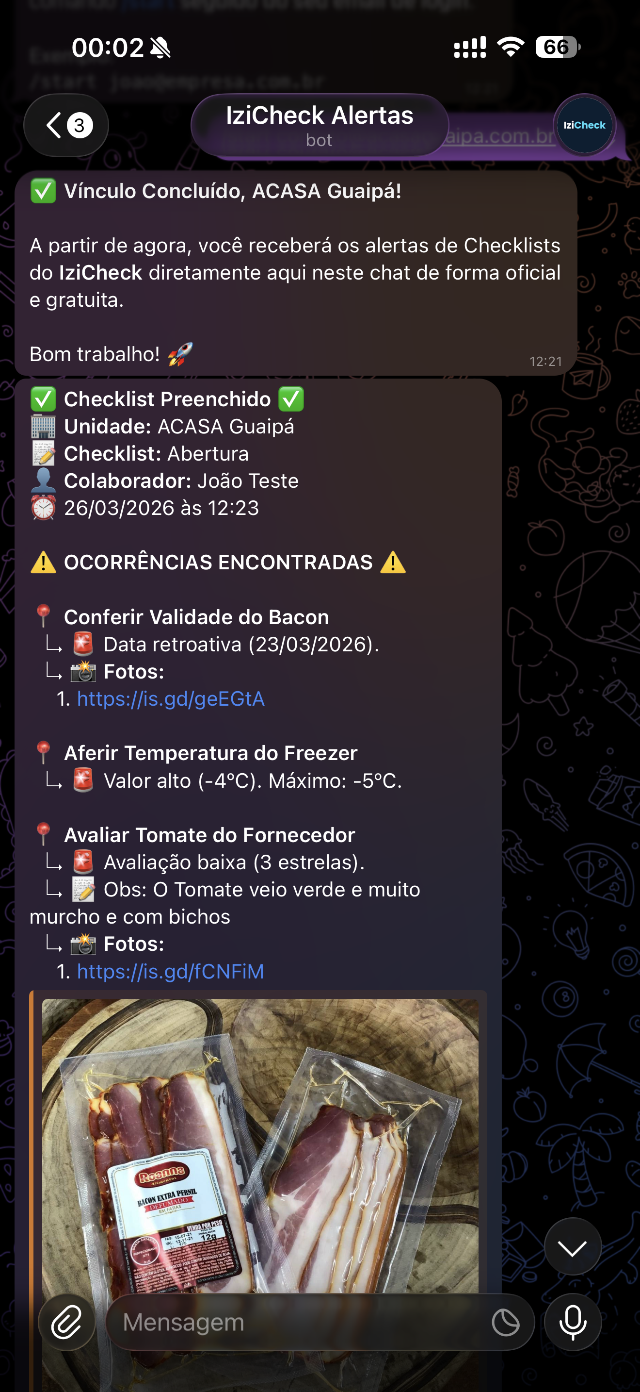 Alerta de tarefa concluída no Telegram