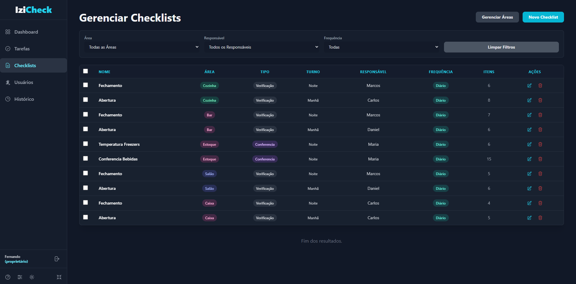 Criação de Checklist no PC